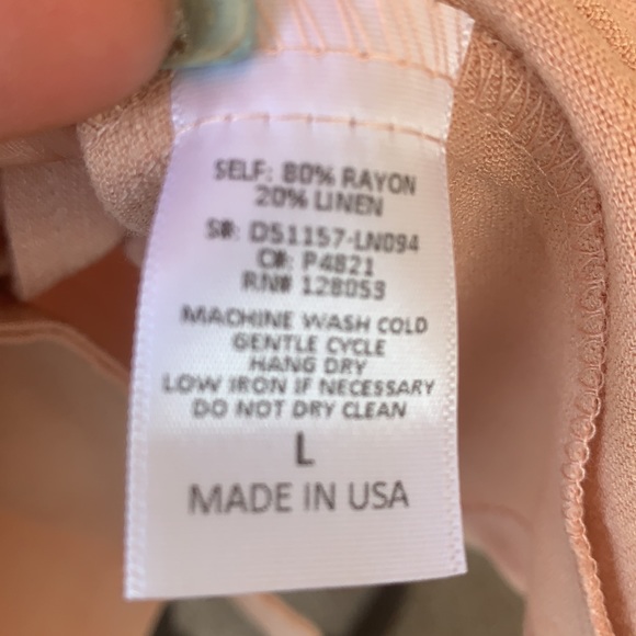 โDONATEDโPeach Blush Button Up V-neck Tie Waist Dress - Picture 14 of 15